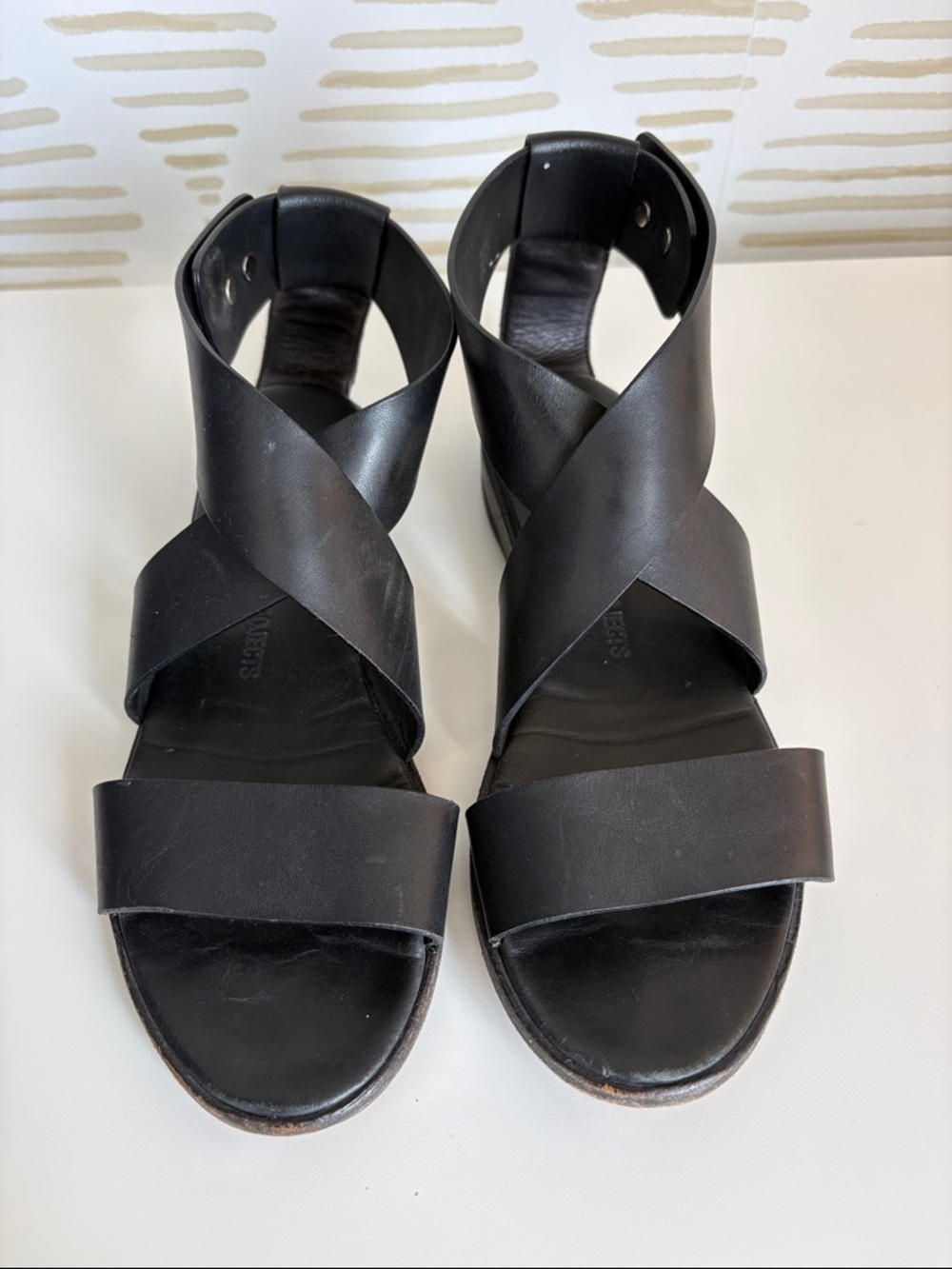 Common Projects Black Leather Crisscross Ankle Strap Sandals